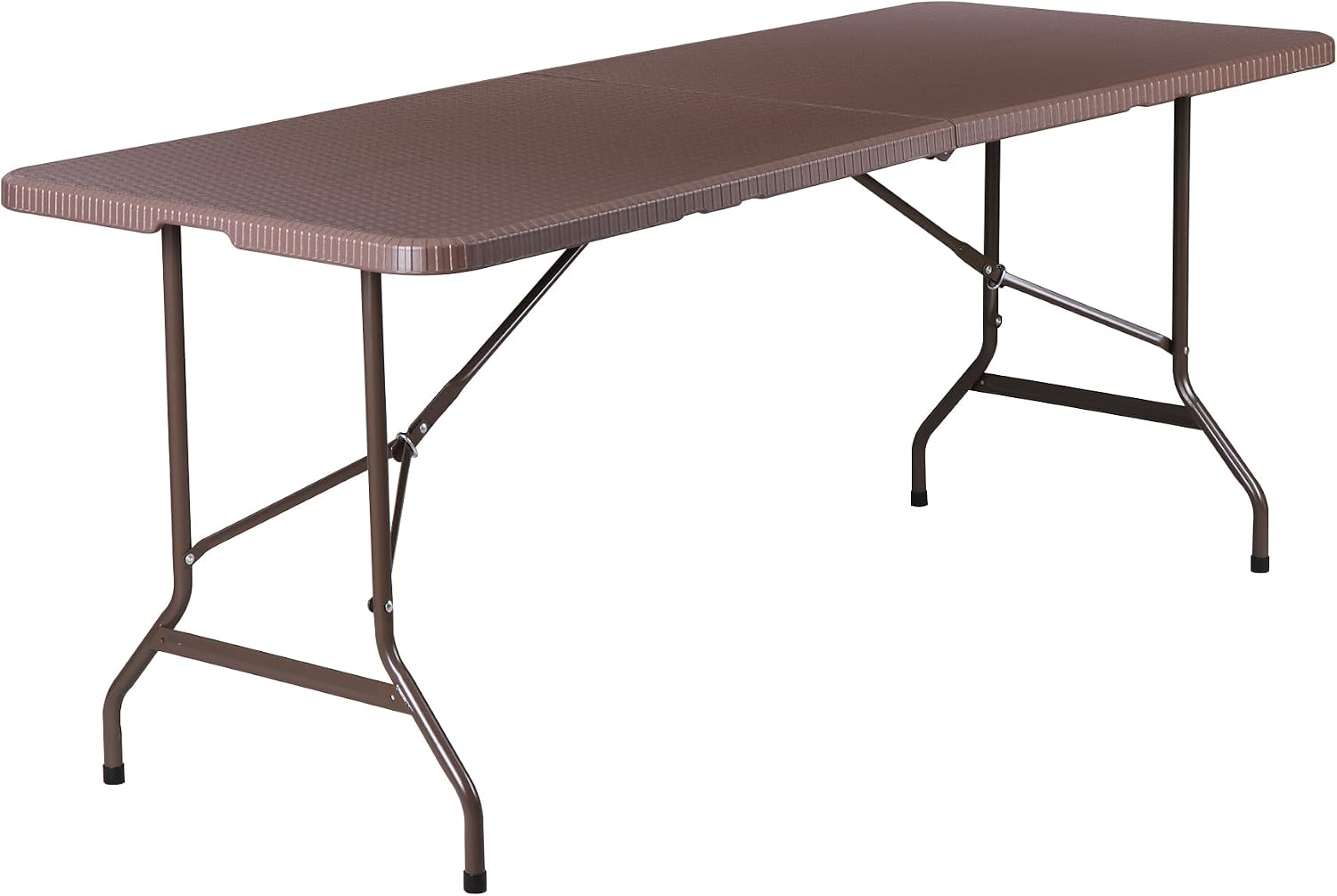 ZenStyle 6 ft Indoor Outdoor Heavy Duty Plastic Folding Table Portable Picnic Table Fold-in-Half Utility Table w/Handle and Steel Legs for Camping