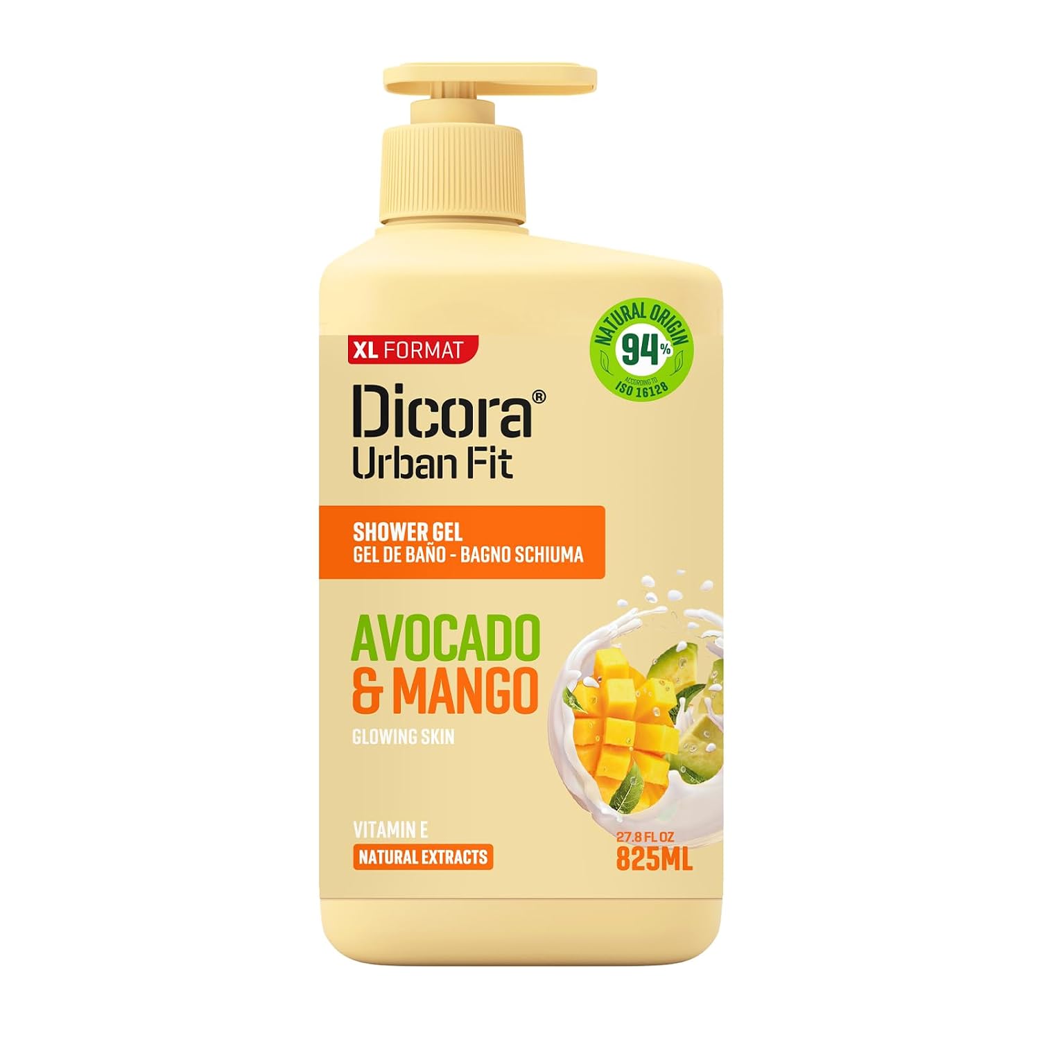 Dicora Urban Fit Shower Gel - Women and Mens Body Wash for All-Day Hydration - Prevents Premature Aging with Vitamin C - Citrus and Peach - 25.4 oz