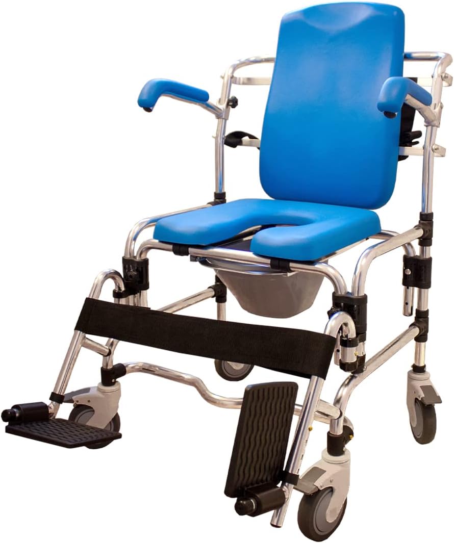 Platinum Health Caspian Professional Mobile Shower/Commode Chair-Padded, Aluminum