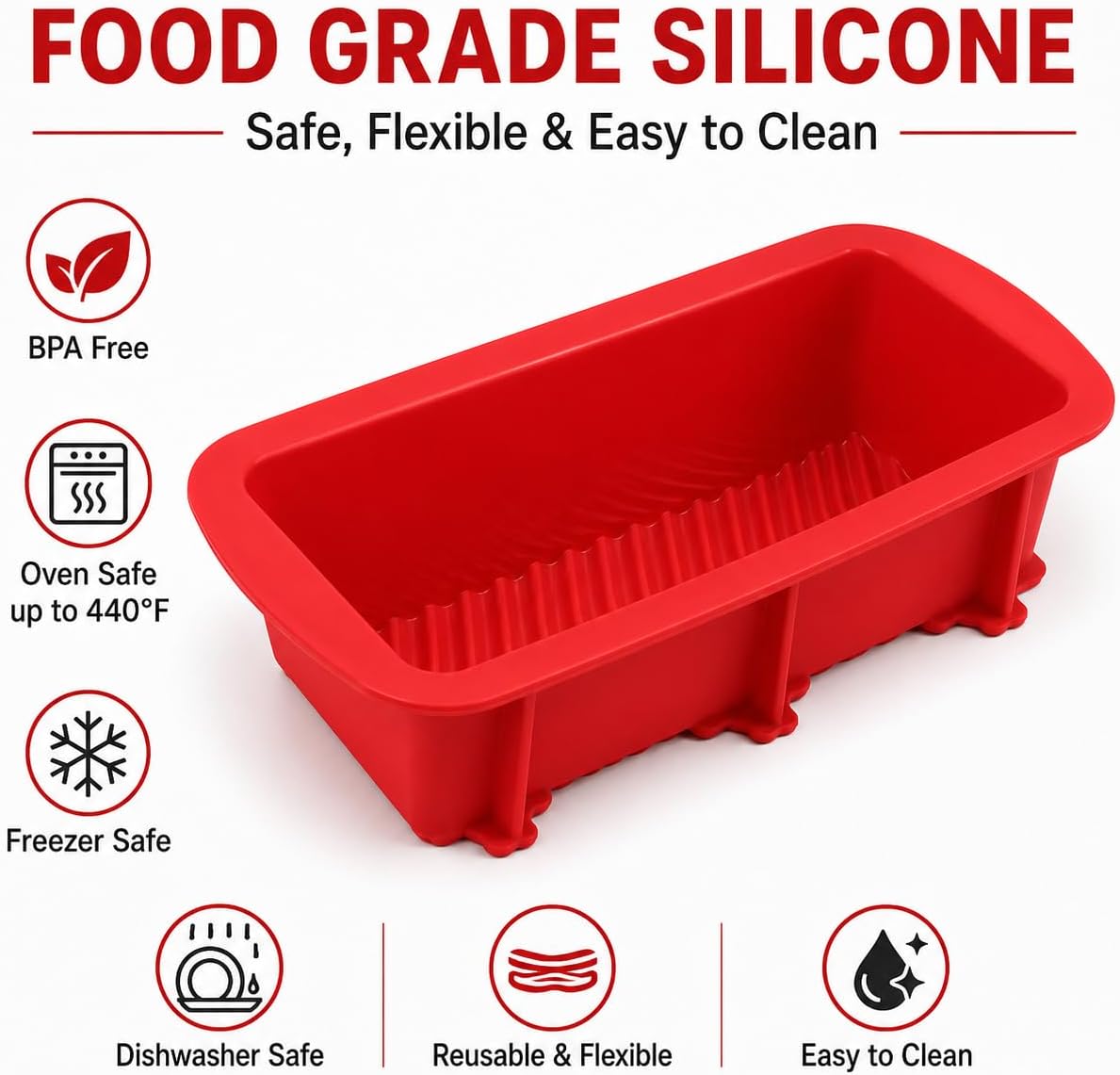 Set of Two Nonstick Loaf Pan For Homemade Bread Making,Soap, Fudge, Meatloaf and more (2 Pack Bread Mold)