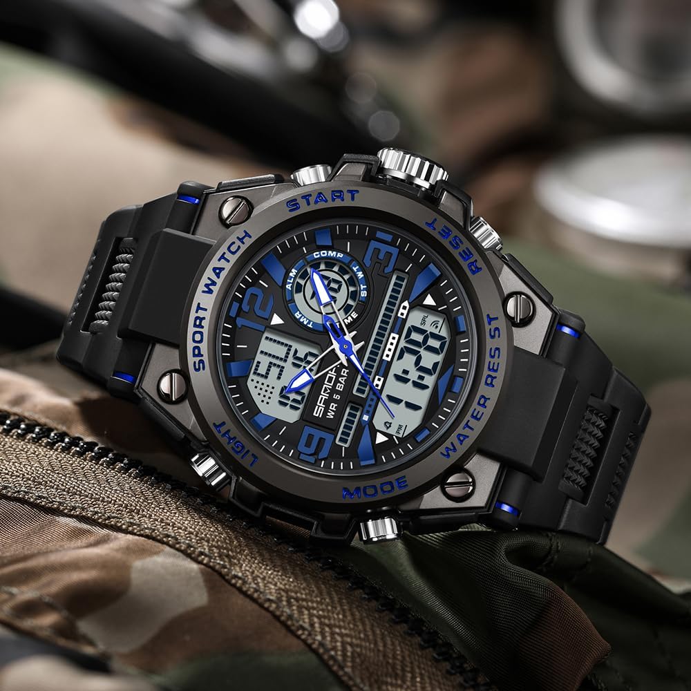 KXAITO Men's Watches Sports Outdoor Waterproof Military Watch Date Multi Function Tactics LED Alarm Stopwatch