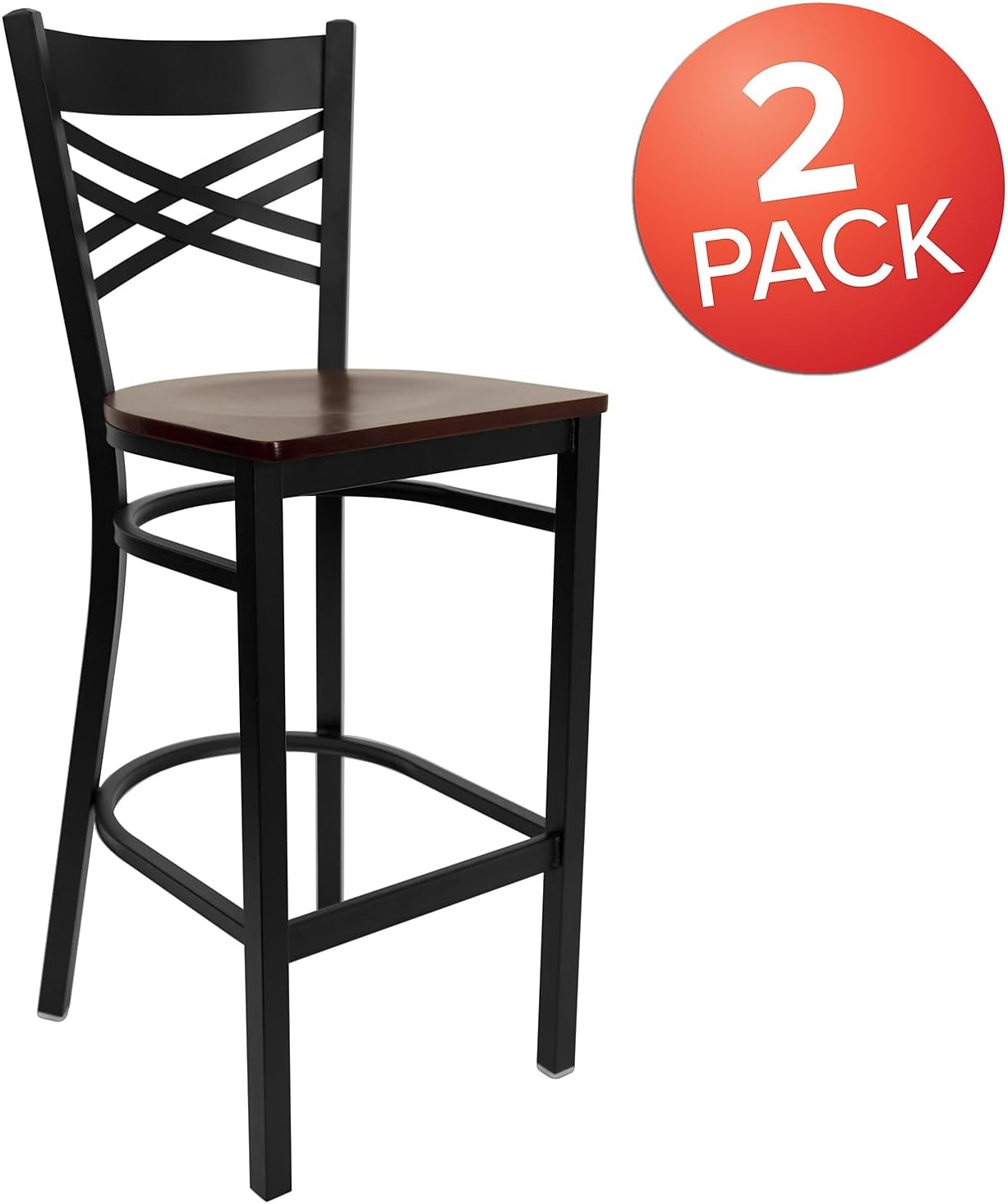 Flash Furniture Hercules Metal Restaurant Barstool, Black | X Back Style, Vinyl Upholstery, Durable Construction, Commercial Use
