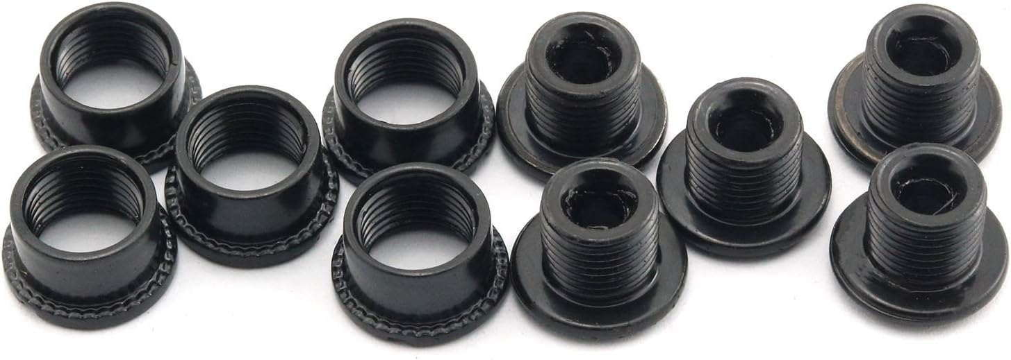 Ruiling 5pcs MTB Chainring Screw Mountain Road Bike Refitting Crankset Parts 4.9mm Fixing Bolts for Single Chainwheel Black
