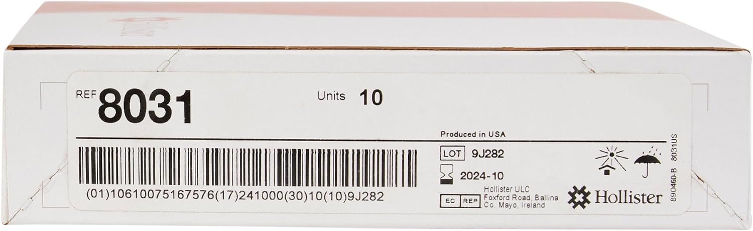 Hollister 8031 Premier 1-Piece 12” Drainable Ostomy Pouch & Flat FlexWear Skin Barrier, Pack of 10, Ultra-Clear