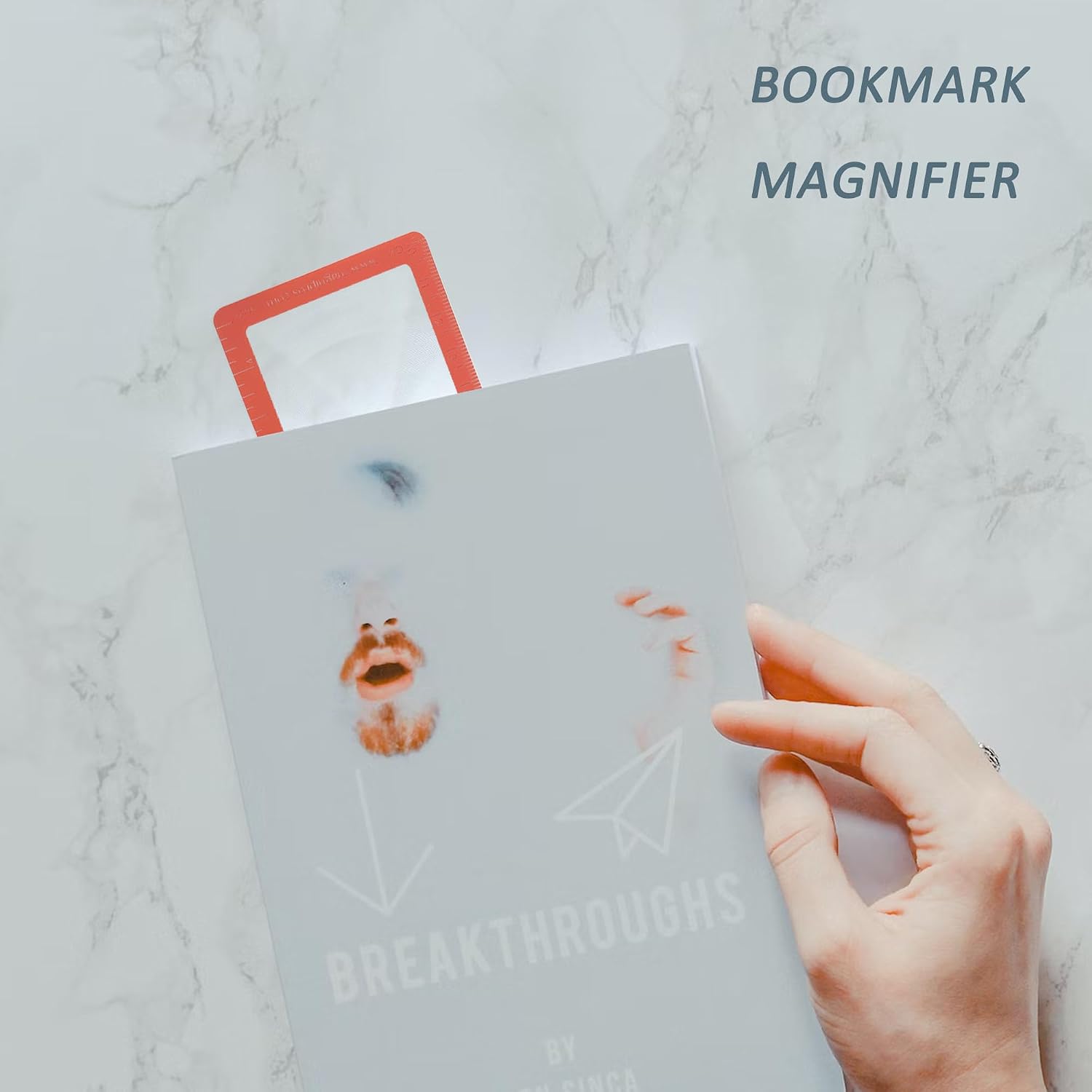 MAGDEPO 3X Magnifier Bookmark Ruler, Credit Card Size Magnifier, Card Protector with Magnifying Lens