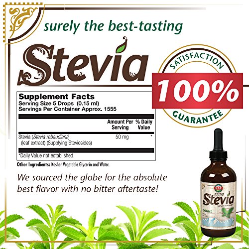 KAL Sure Stevia Extract Zero Calorie Sweetener, Low Carb, Plant Based Liquid Stevia Drops, Great Taste, Zero Sugar, Low Glycemic & Perfect for a Keto Diet, 60-Day Guarantee, Approx. 775 Servings, 4oz | Zero Calorie Sweetener - Plant Based, Low Glycemic &…