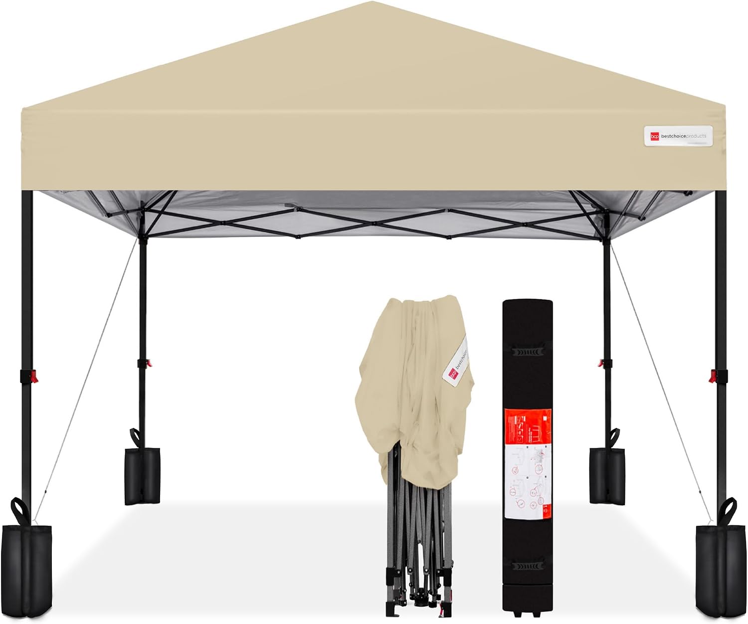 Best Choice Products 10x10ft Pop Up Canopy Tent, Outdoor Shade, 1 Person 1 Minute Set Up, Carry Case, 4 Weight Bags - White