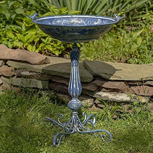 Zaer Ltd. Pedestal Style Birdbath (Blue)