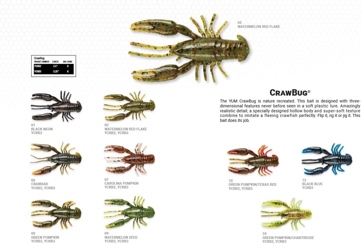 YUM Craw Chunk Soft Plastic Bait Bass Fishing Lure