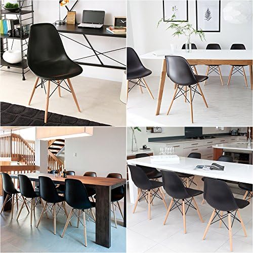 Furmax Modern Style Dining Chair Mid Century Modern DSW Chair, Shell Lounge Plastic Chair for Kitchen, Dining, Bedroom, Living Room Side Chairs Set of 4(White)