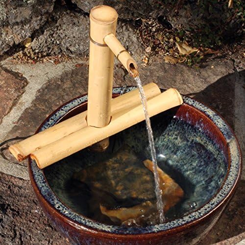 12" Adjustable Bamboo Fountain Kit with Pump – Classic Zen Water Feature for Bowls, Basins, Water Gardens & Patio Decor