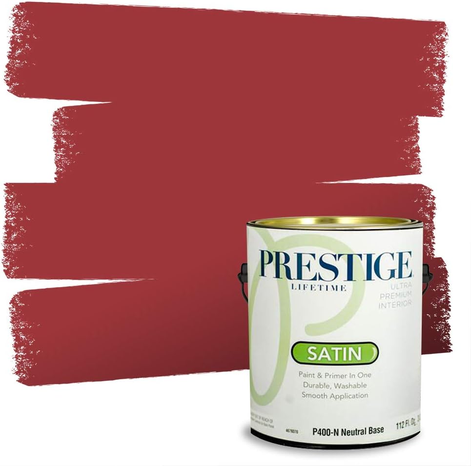 PRESTIGE Paints Exterior Paint and Primer In One, 1-Gallon, Satin, Comparable Match of Sherwin Williams* Grenadine*