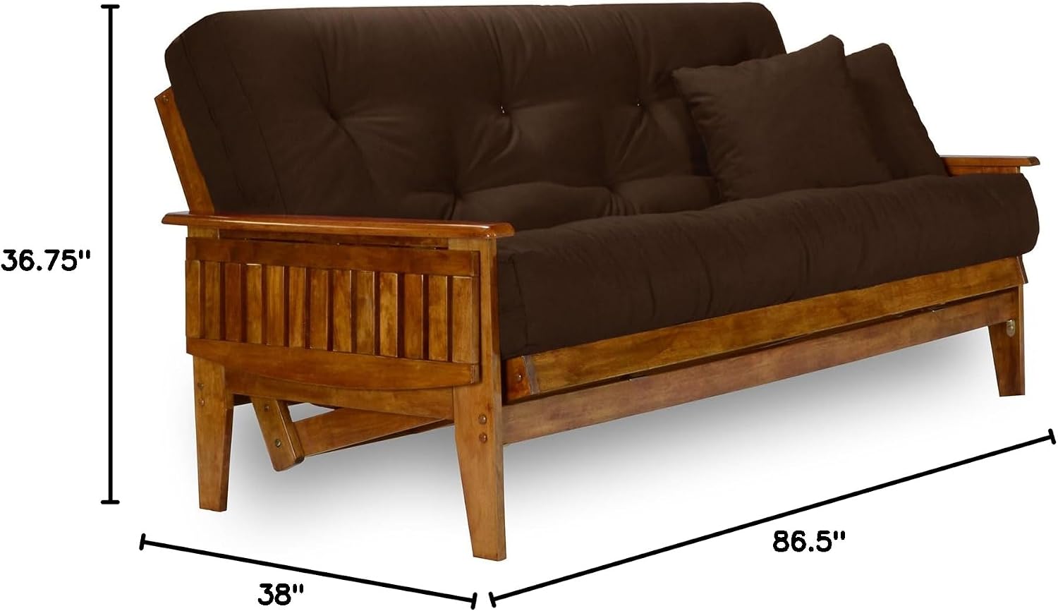 Eastridge Futon Set - Full Size, Frame, 8" Mattress, Twill Black Cover