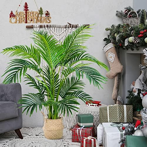 Worth Garden 4ft Artificial Areca Palm Plant, Fake Cane Palm Silk Tree Indoor Outdoor, Dypsis Lutescens