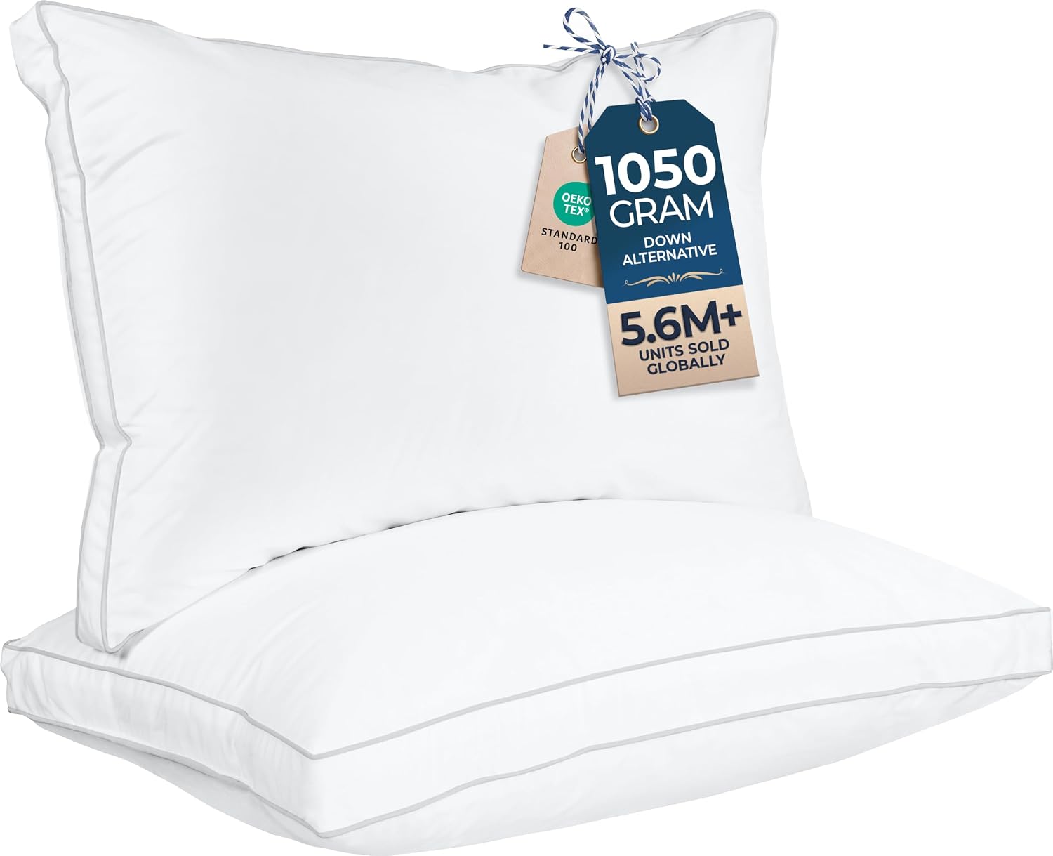 Utopia Bedding Gusset Bed Pillow, Hotel Pillows King Size Set of 2, White