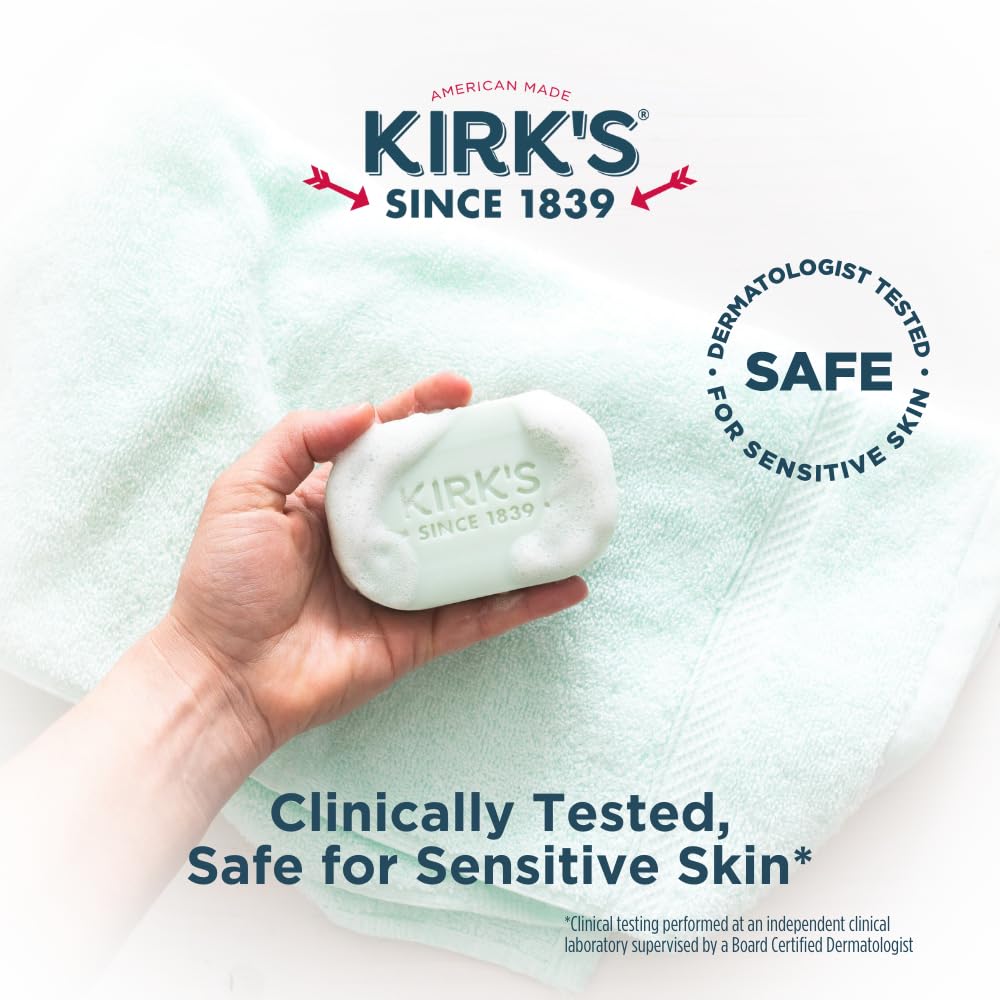 Kirk's Castile Bar Soap, Aloe Vera - Clinically Tested, Safe for Sensitive Skin with Coconut Oil, Vegan and Non-GMO - 4 oz Bars, 6 Pack