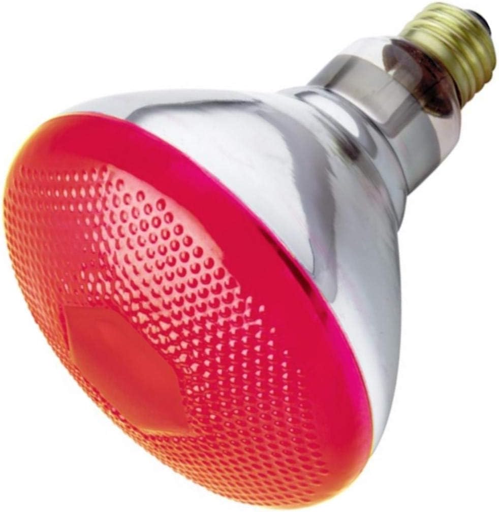 Satco S4424 100 Watt BR38 Incandescent 120 Volt Medium Base Light Bulb, Red