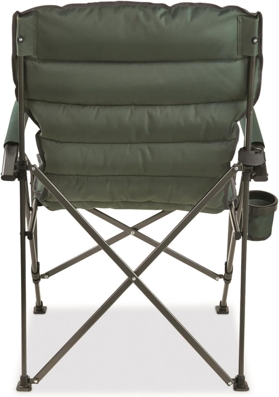 Guide Gear Oversized XL Comfort Padded Mammoth Camping Chair; Includes Carry Bag, Portable, Folding, Large Camp Lounge Chairs for Outdoor, Adults, Men and Women, Heavy-Duty 500-Pound Capacity Green
