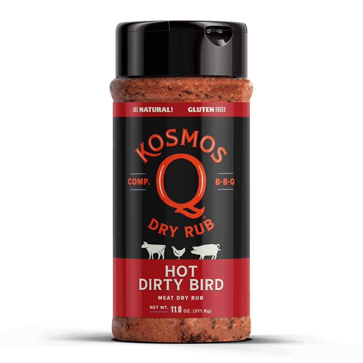 Kosmos Q Hot Dirty Bird BBQ Dry Rub, Spicy Seasoning with Chili Pepper, Brown Sugar, Garlic & Onion for Chicken, Turkey, Ribs, Pork