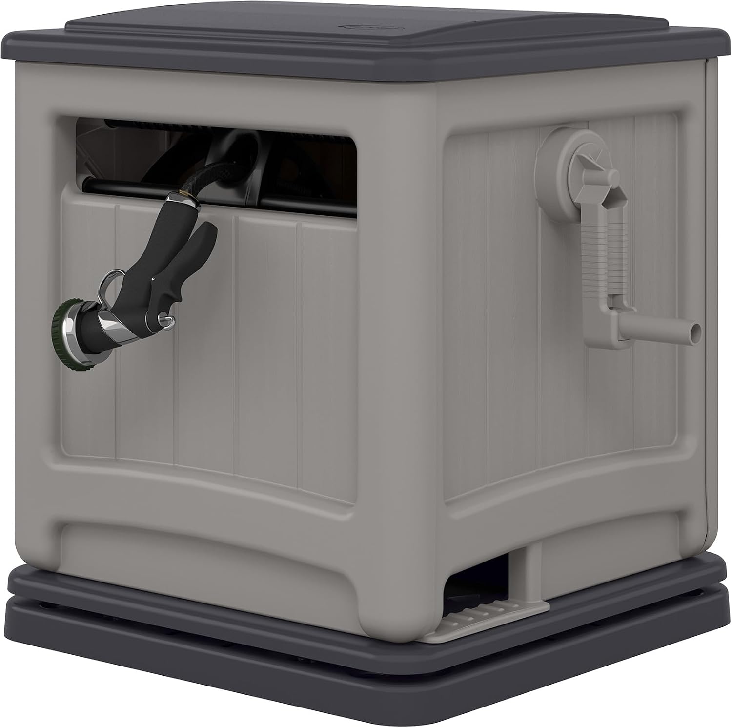Suncast 225 ft. Swivel Hideaway Hose Reel with Hose Guide and Crank Handle, Mocha/Taupe