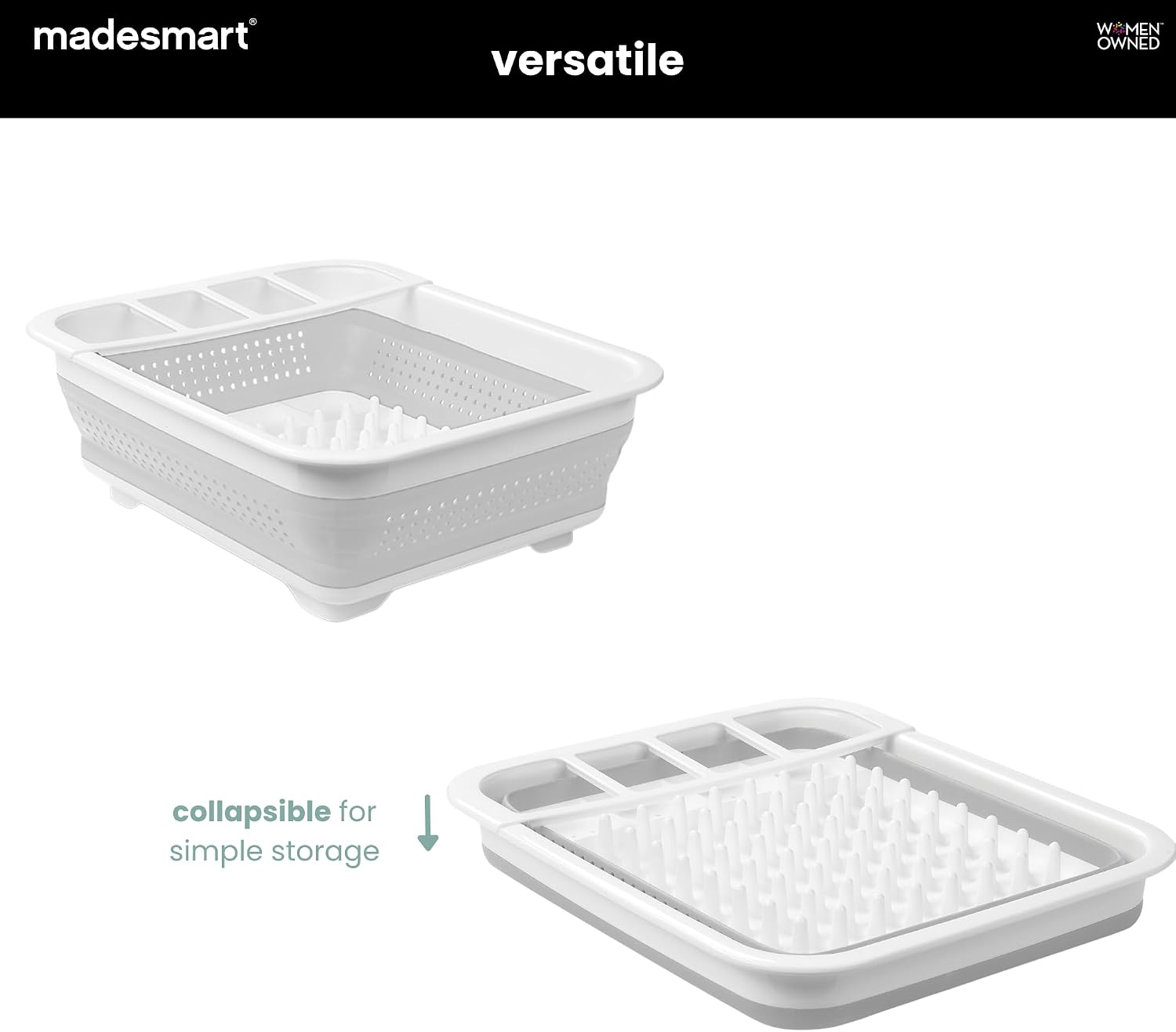madesmart Sink Collapsible Dish Rack, White