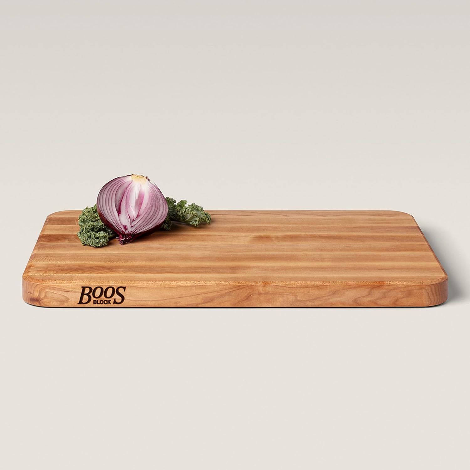 John Boos Chop-N-Slice Series Rectangular Maple Cutting Board, 20" x 14" x 1.25", 10 lb – Reversible Edge-Grain Butcher Block with Finger Grips, Made in the USA