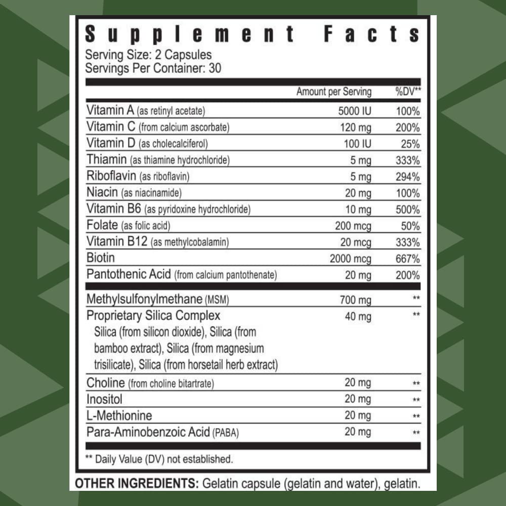 Youngevity Hair Skin and Nails Formula with Biotin and Silica, 60 Caps | Biotin, MSM, silica, vitamins, minerals and antioxidants, hair growth support, radiant skin, strong nails, 60 daily capsules