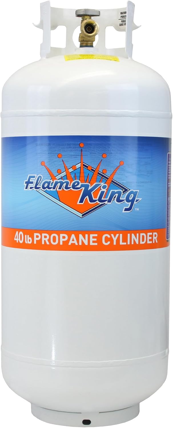 Flame King YSN401a 40 Pound Steel Propane Tank Cylinder with Overflow Protection Device Valve,White