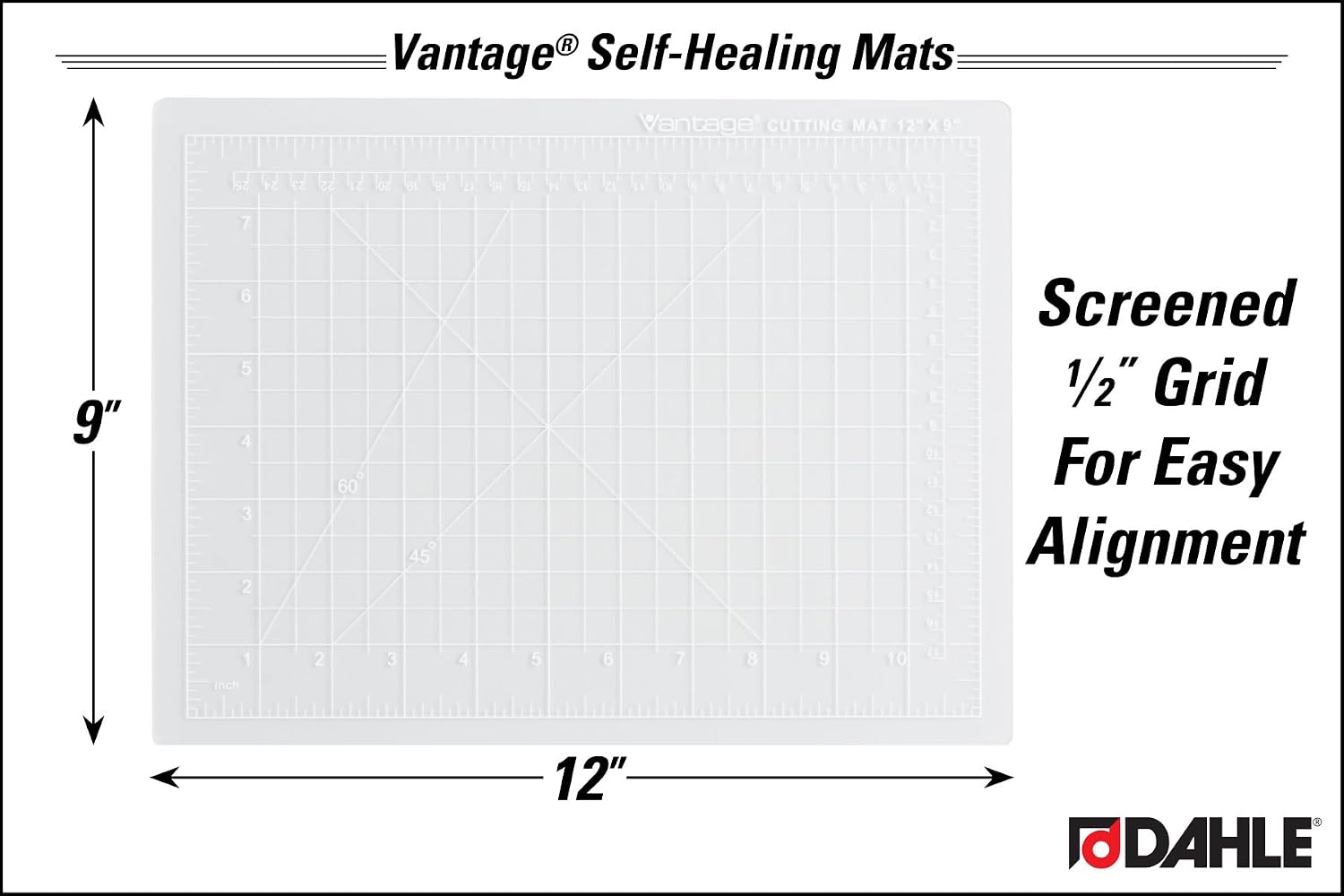 Dahle Vantage 10673 Premium Self-Healing Cutting Mat, 24"x36", 1/2" Grid, 5 Layers for Max Healing, Perfect for Crafts & Sewing, Black