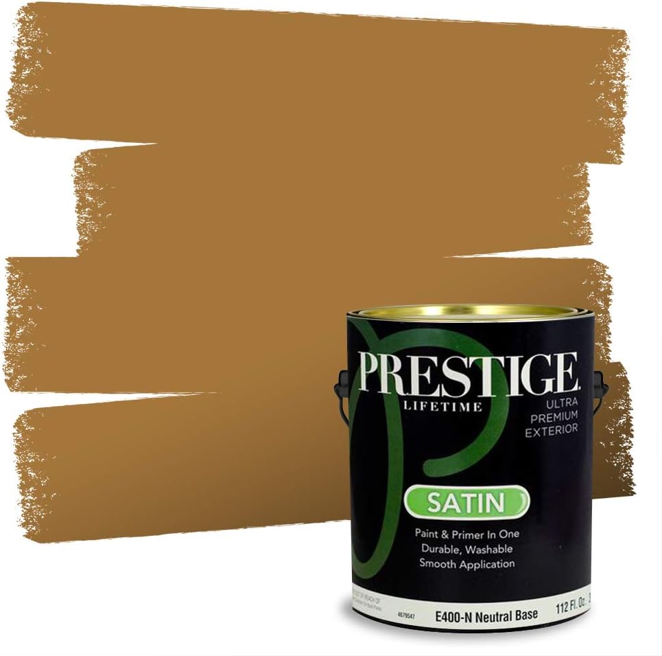PRESTIGE Paints Exterior Paint and Primer In One, 1-Gallon, Satin, Comparable Match of Sherwin Williams* Cachet Cream*