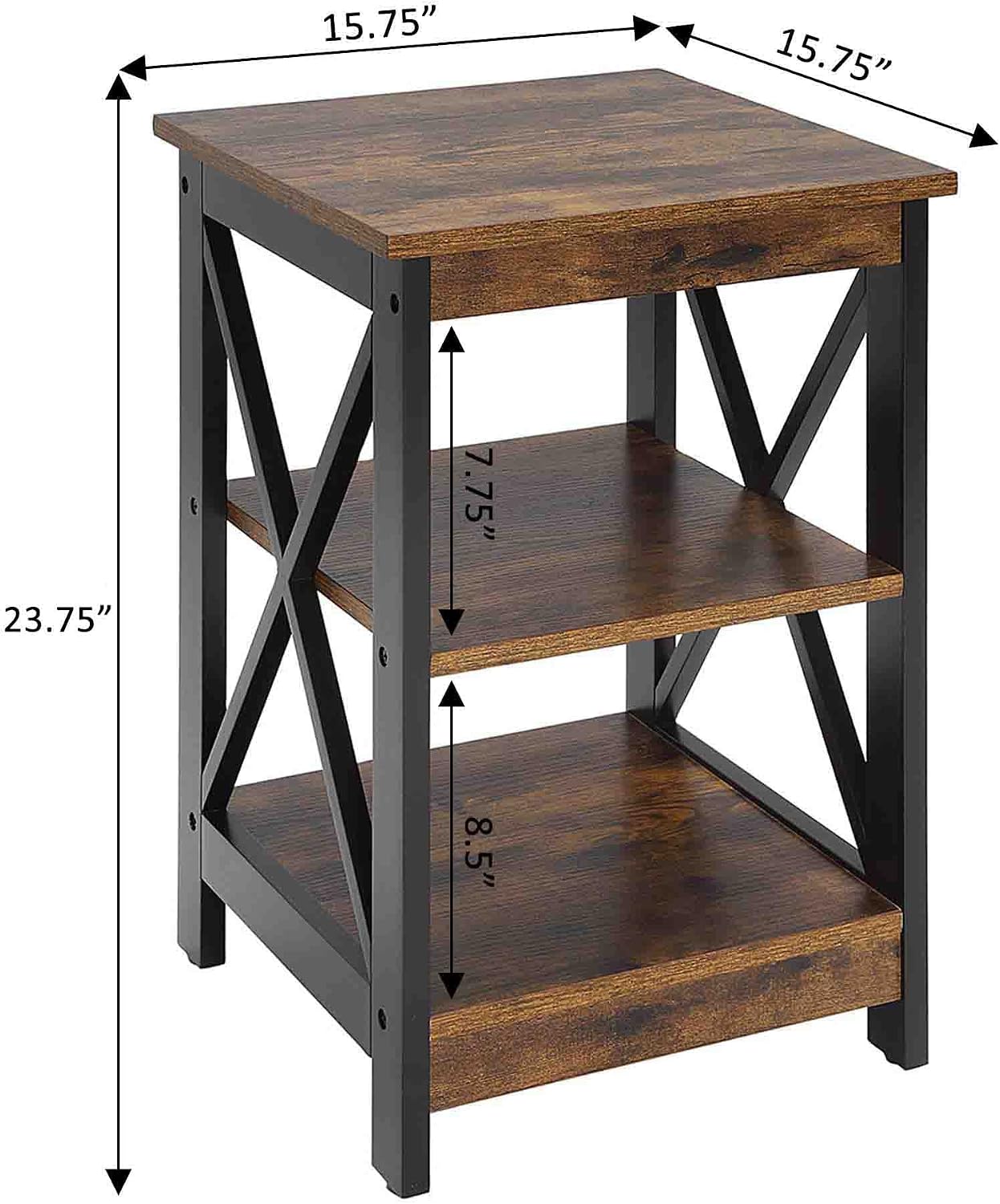 Convenience Concepts Oxford End Table 15.75" - Modern Living Room Table with Storage Shelves, Transitional Nightstand Side Table for Home Decor and Display, Espresso