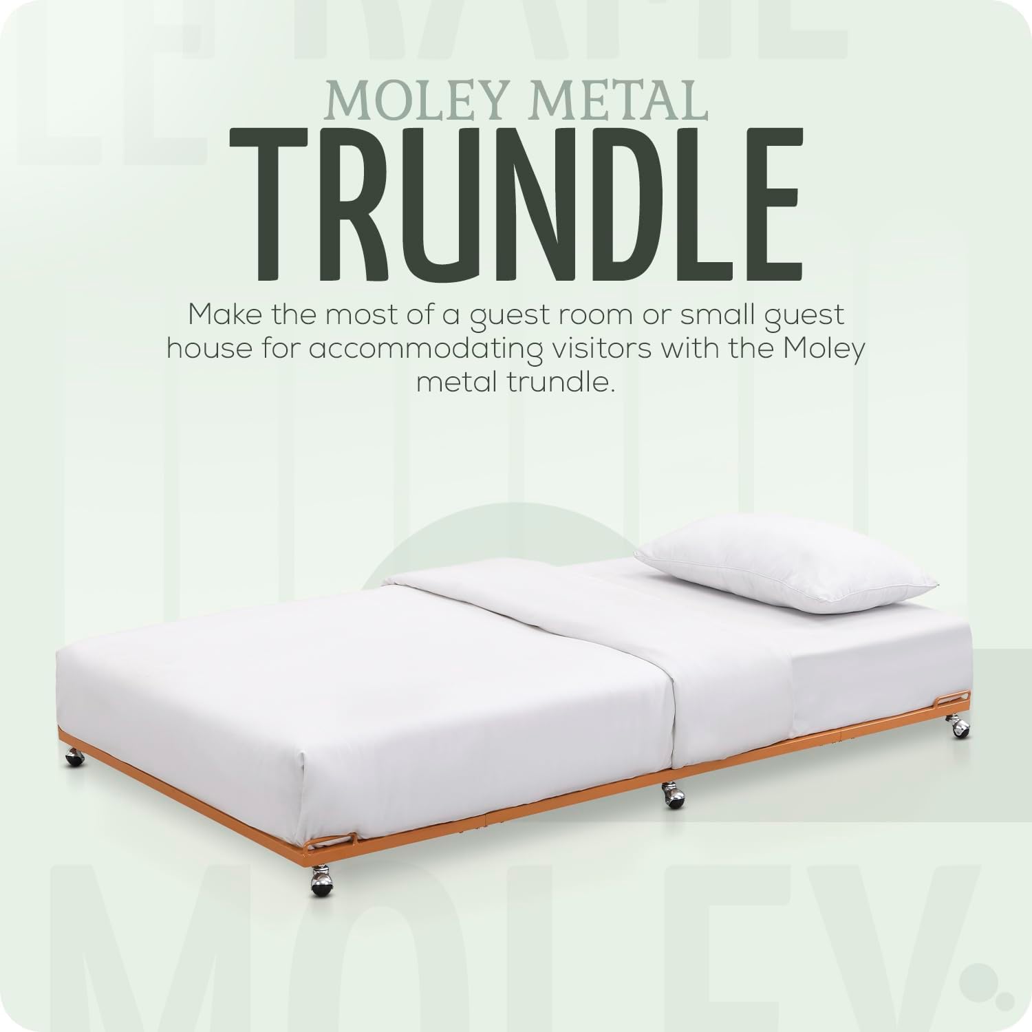2K Furniture Designs - Twin Size Black Metal Roll Out Trundle Bed Frame for Daybed | Space-Saving Guest Bed - Slides Under Daybeds for Overnight Visitors, Dorms, and Small Spaces