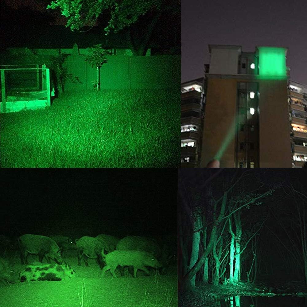 Hunting Flashlight - Green LED Handheld Light - Zoomable, Water & Shock Resistant Night Hunting Lights for Fishing, Hog, Pig, Coyote, Varmint