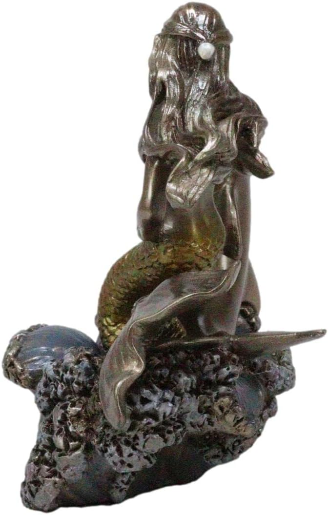 Ebros Atlantis Mermaid Embracing Dolphin by Ocean Waves Statue 4.5" L Art Nouveau Nautical Mermaid Decorative Figurine