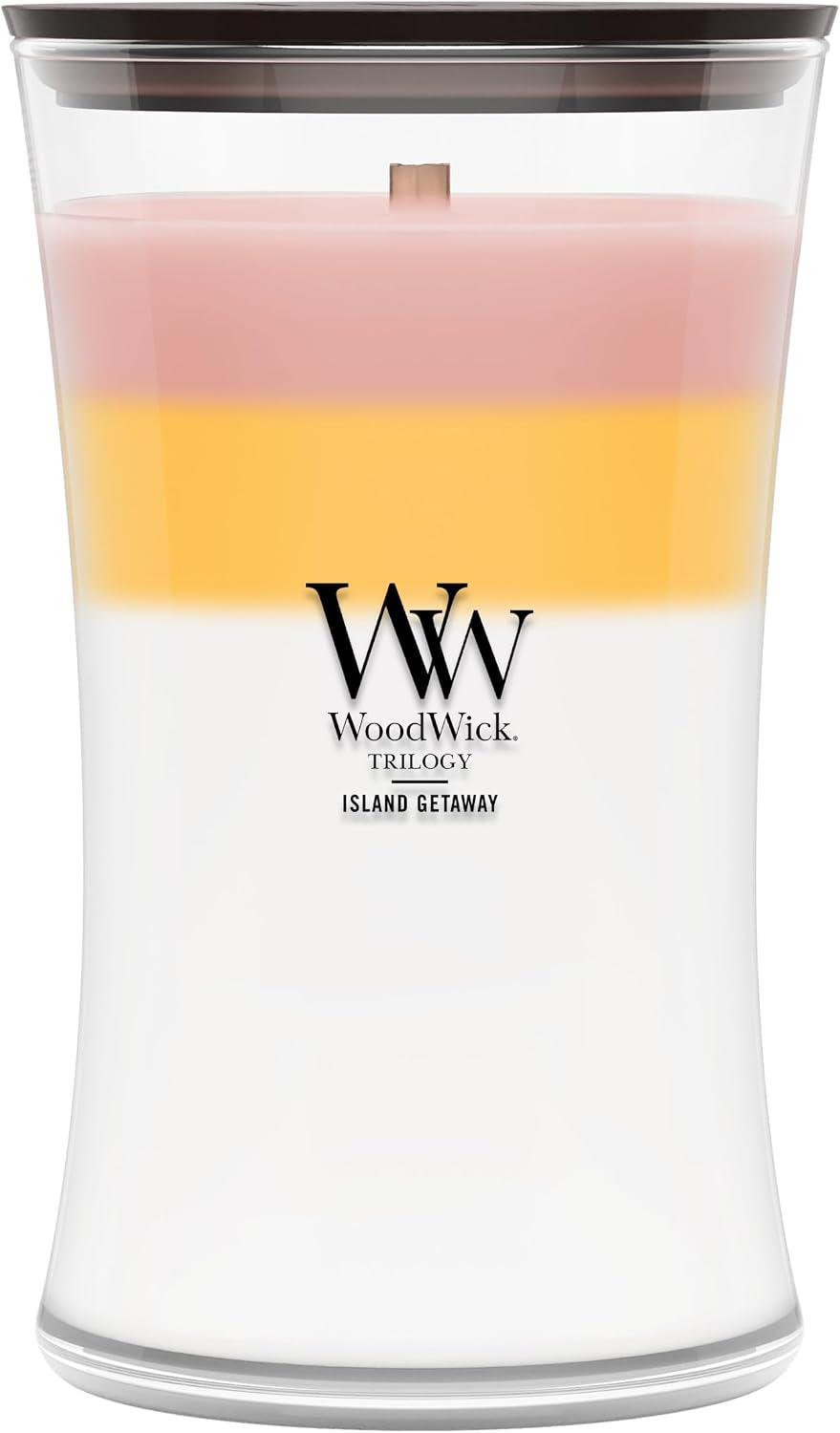 WoodWick Café Sweets Trilogy Holiday Candle Gifts for Women and Men, 9.7 oz Medium Hourglass Trilogy Candle with Crackling Wick