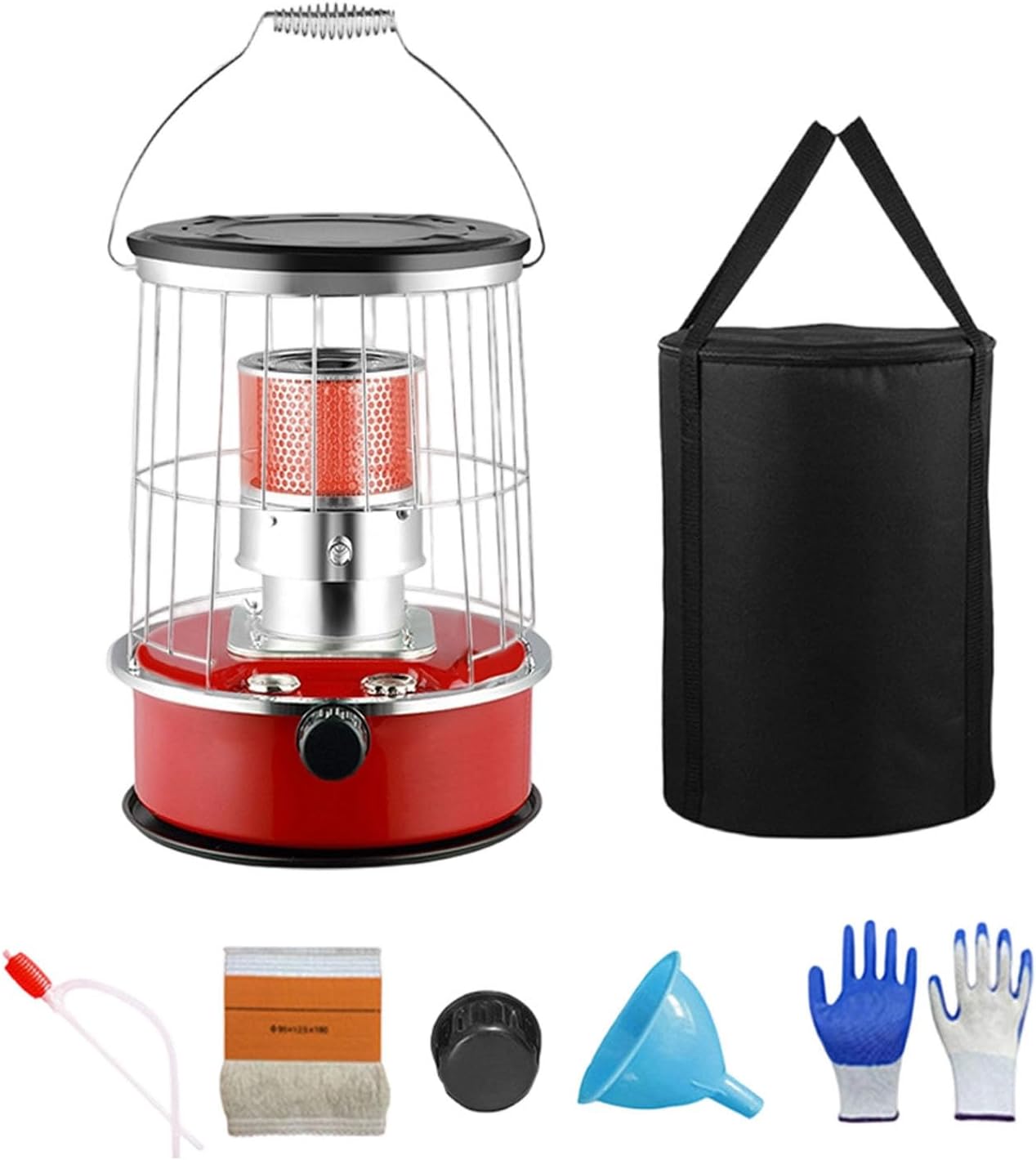 Kerosene Heater - 9000 BTU Non Electric Heater, Large Capacity with Tipping Protection, 20H Runtime Heating for Indoor Outdoor Garage Camping Emergency Heat Cooking, Red