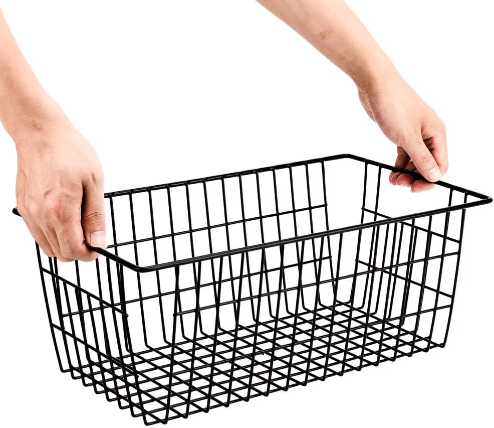 SANNO 15.7" Freezer Baskets Wire Storage Baskets Bin Organizer Food, Kitchen, Basket Organizers Bins for Home, Bathroom, Closet Organization, white