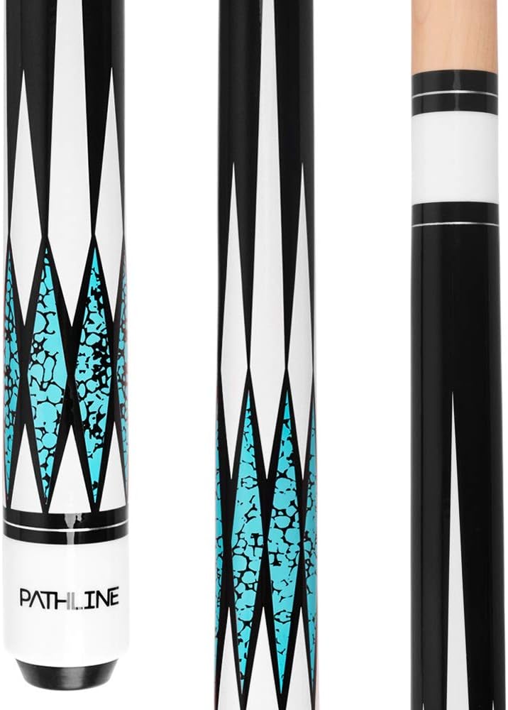Pool Cue Stick - 58 inch Maple Billiard Pool Stick (Multicolour) | Imitation Turquoise Design, 18-21oz Weight Options, 13mm Leather Tip, For Beginner & Intermediate Player