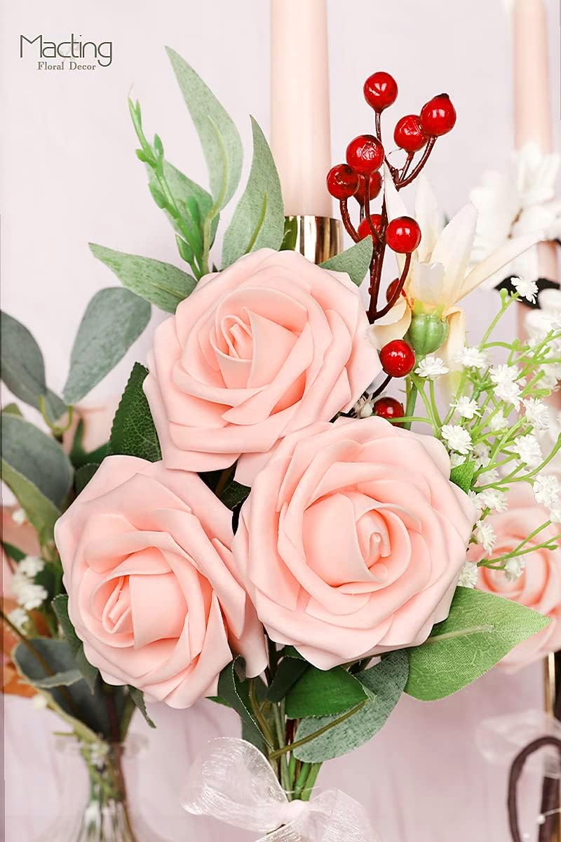 30PCS Yellow Artificial Flowers, Real Touch Fake Roses for Fall Decorations