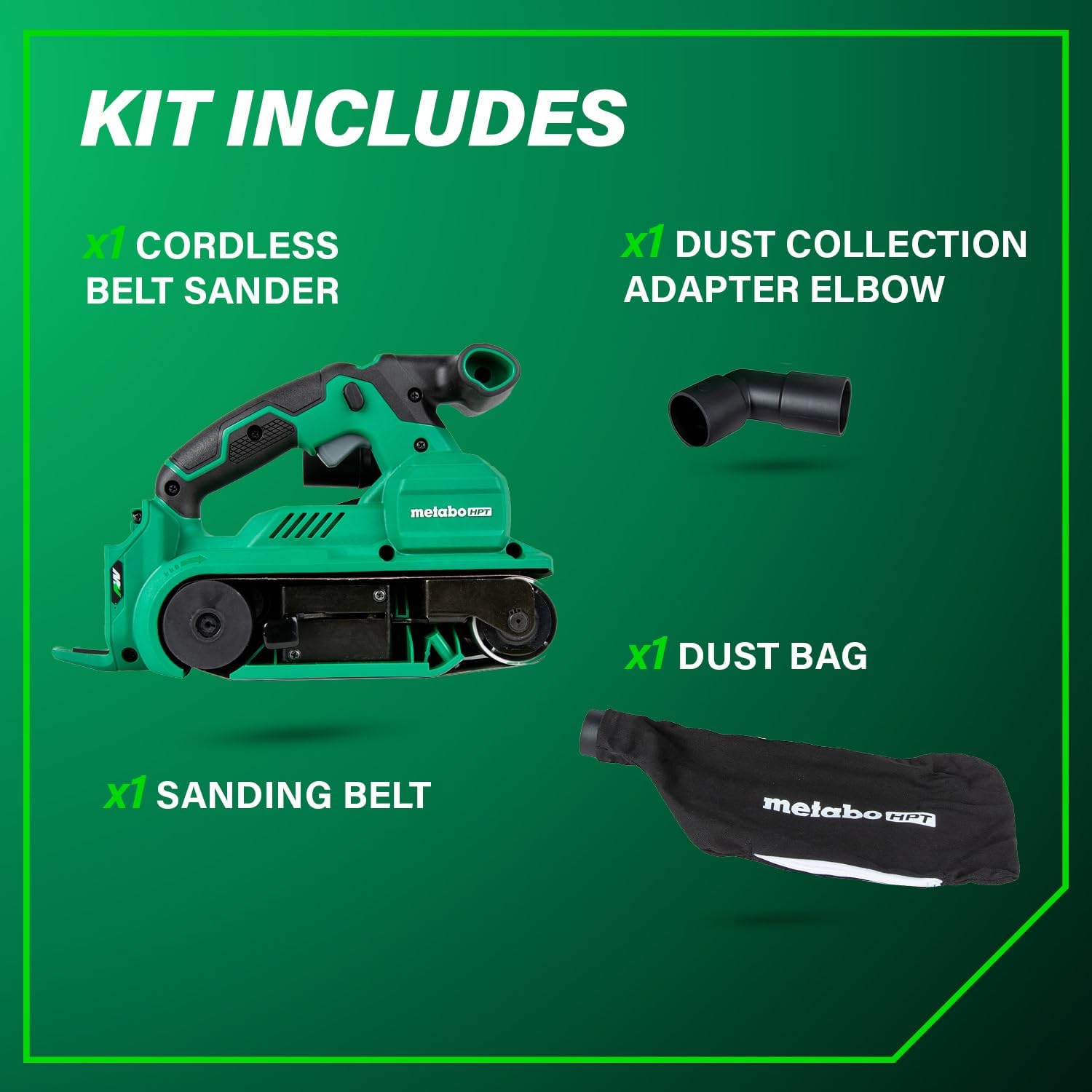 Metabo HPT Belt Sander | 3 x 21 Inch | For Woodworking | Variable Speed | 9.0 Amp Motor | Soft Grip | 5-Year Warranty | SB8V2