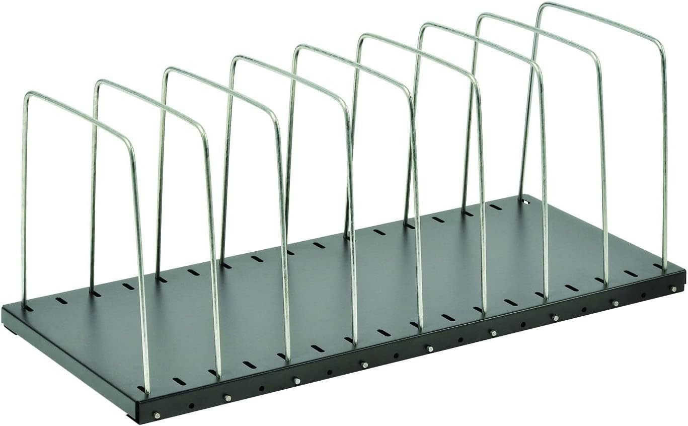 MMF Industries STEELMASTER Adjustable Desk File Organizer Rack | 8 Compartments | Wire Dividers | Black | Scratch & Chip-Resistant Finish | Non-slip
