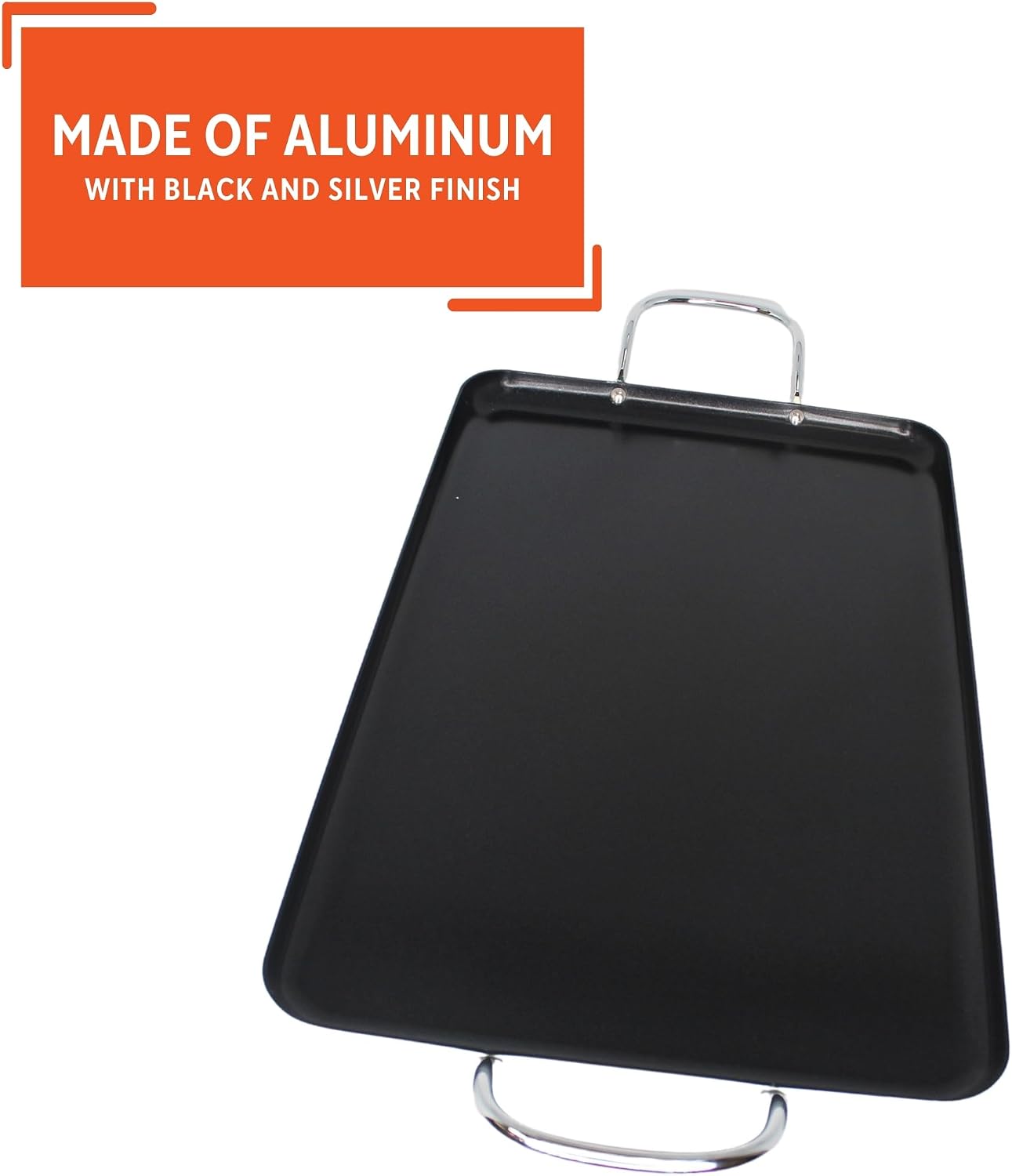 Imusa Double Burner Griddle Non-Stick 20-Inch, Black | Nonstick Coated Surface, Dual Side Handles, Ideal for Breakfast Foods, Perfect for Gatherings