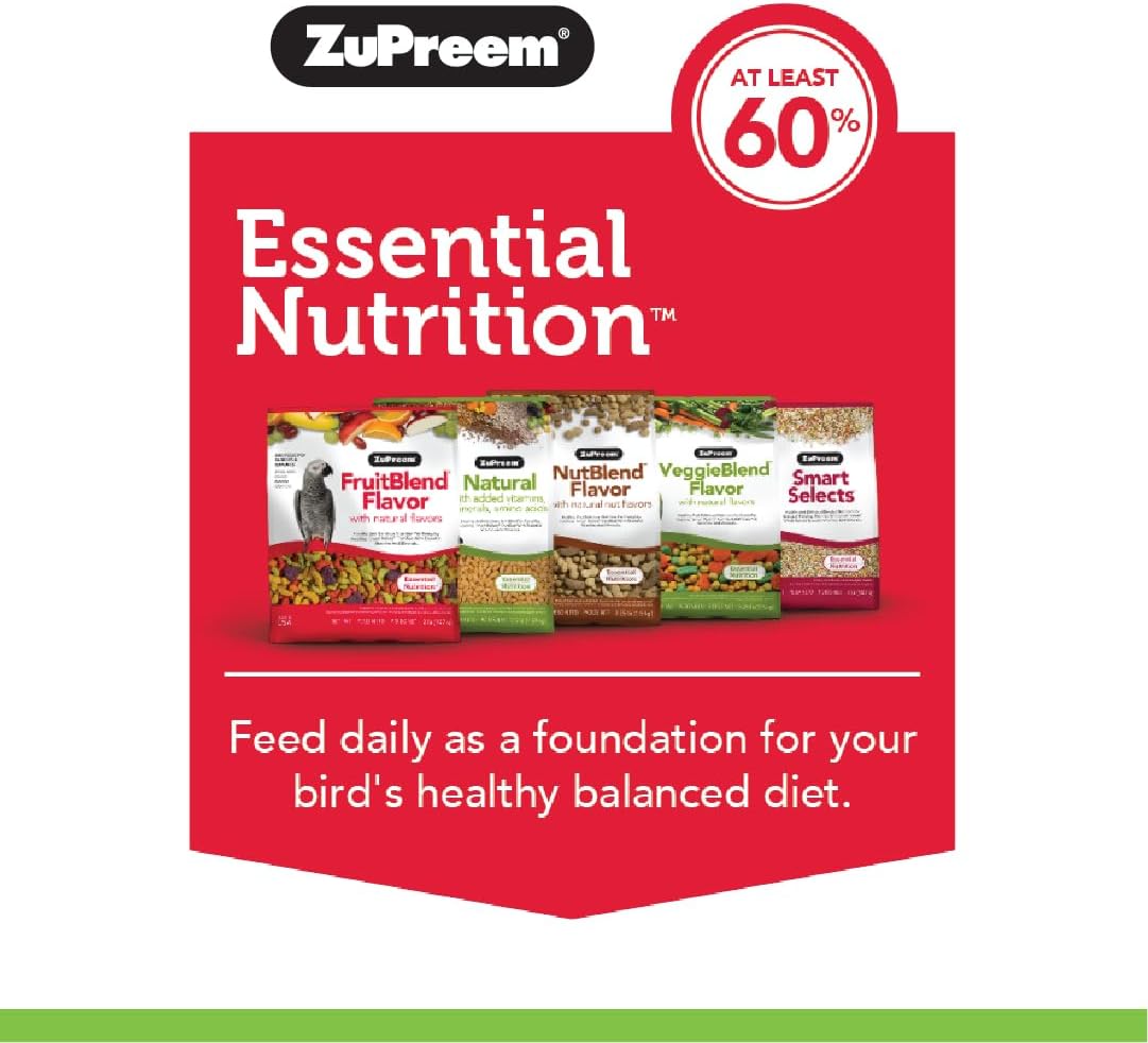 ZuPreem FruitBlend Cockatiel & Conure Food, Uniform Bird Food, M, 2 lb | Bird Food Pellets, Real Fruit, Blend, Cockatiel Food, Conures, Lovebirds, Love Bird Pellets, Quaker, Parrot, Medium Birds