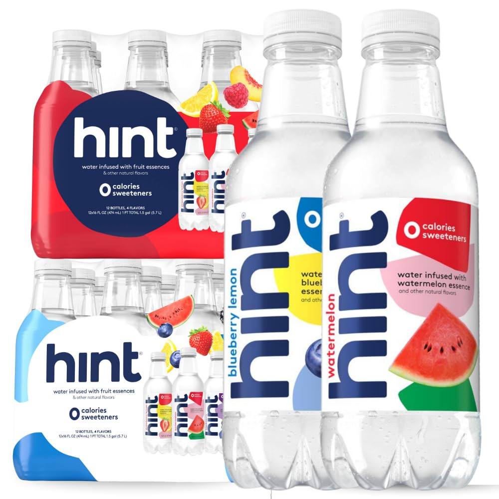 Hint Flavored Water Zero Sugar 0 Calories - Pineapple 16 FL Oz (12 pack) | Crisp, refreshing water, fruit flavors. 0 calories, 0 sugar, 0 sweeteners. Hydration for wellness. Gluten-free, Kosher, Vegan
