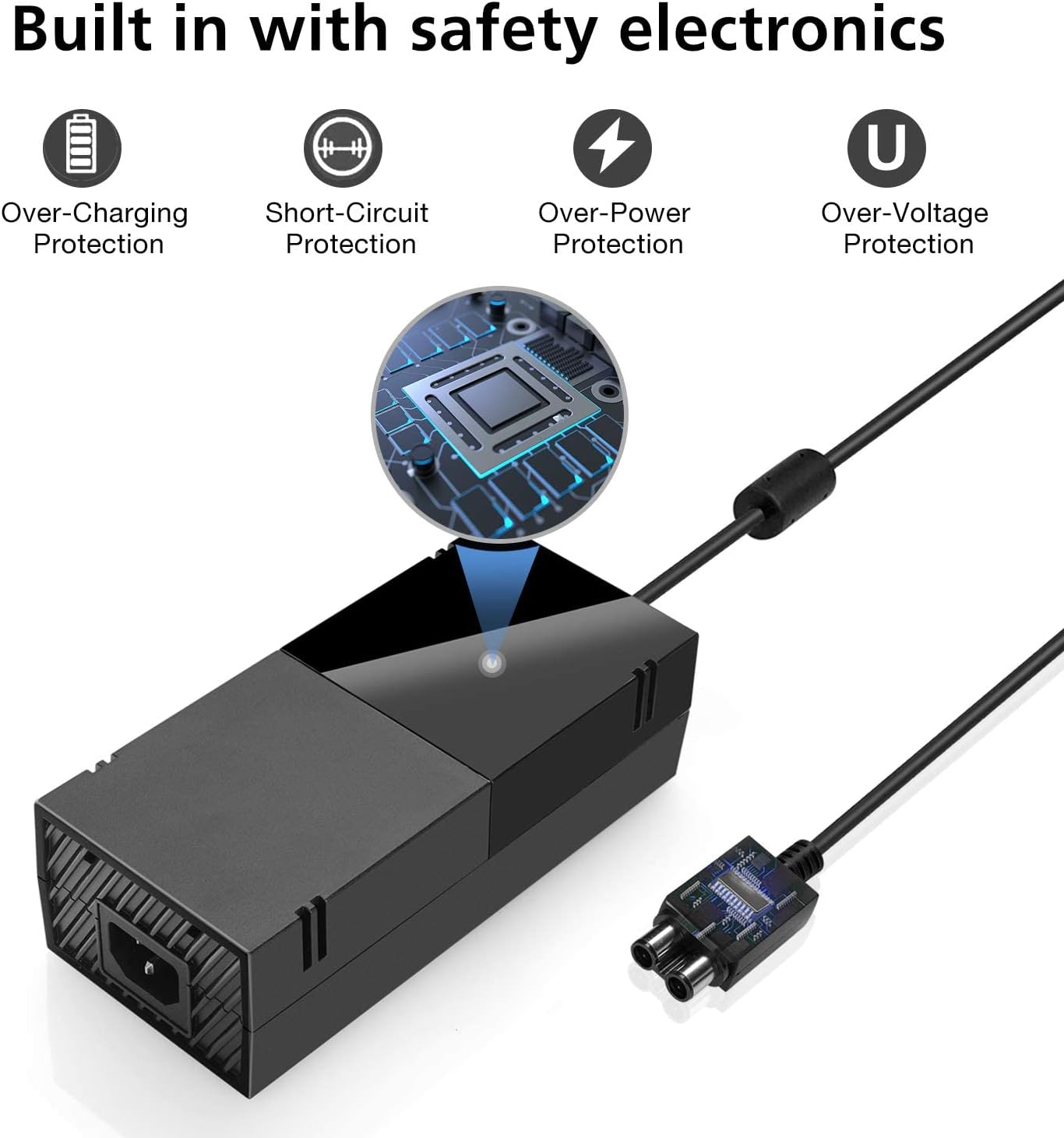YAEYE Power Supply Brick for Xbox One with Power Cord, (Low Noise Version) AC Adapter Power Supply Charge Compatible with Xbox One Console