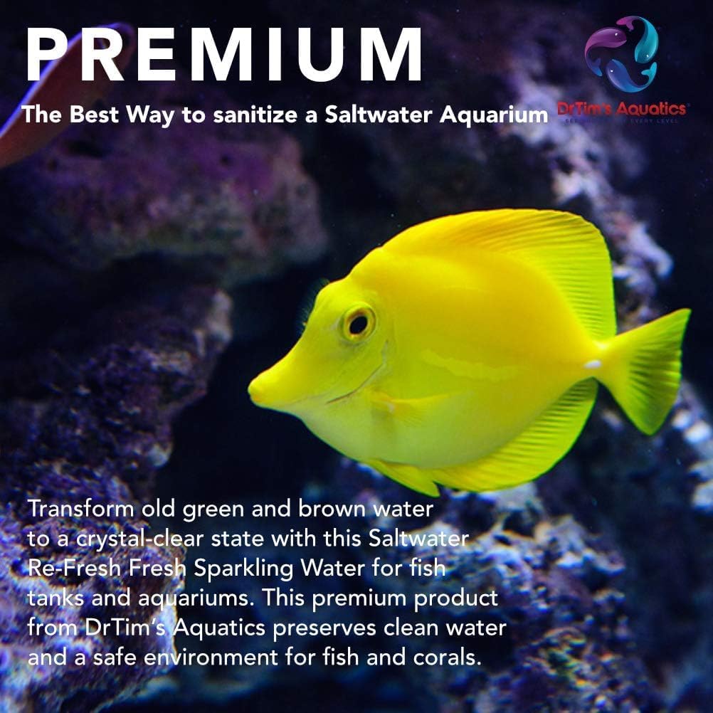 Dr. Tim’s Aquatics Saltwater RE-Fresh for Natural Fresh Sparkling Water – For Fish Tanks, Aquariums – Reduces Organics, Preserves Clean Waters