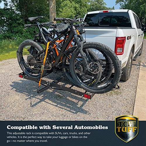 Hitch Cargo Carrier with Bike Rack, 500 lb Capacity, Black | Alloy Steel, Holds 4 Bicycles, 2" Receiver Fit, Rear Mount Design