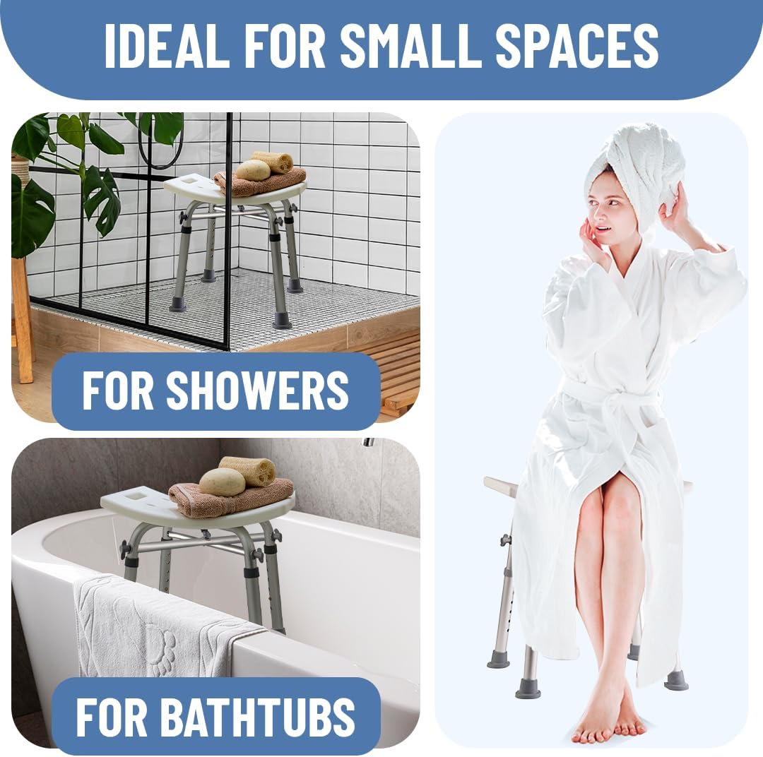 Dr Kays Shower Chair for Inside Shower, Bathroom Seat with Crossbars