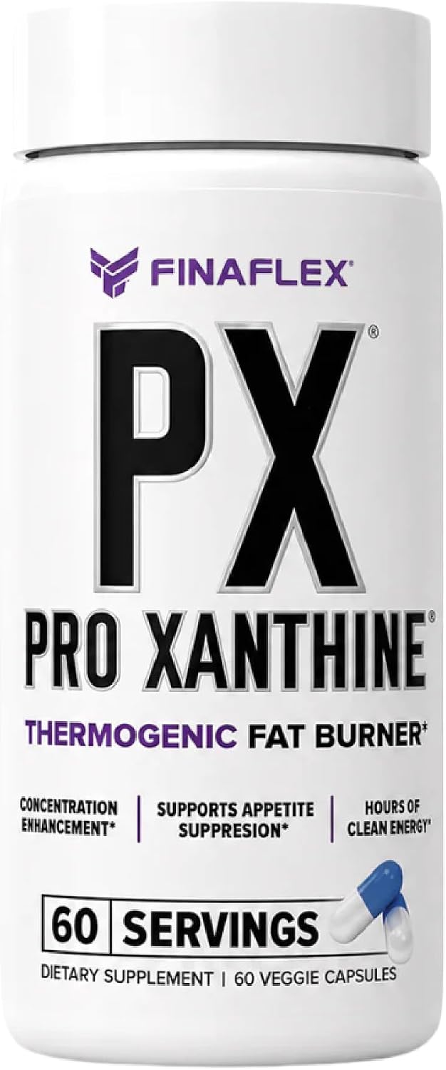 FINAFLEX PX PRO Xanthine - 60 Capsules - Thermogenic - Promotes Energy, Focus & Appetite Suppression - With Caffeine & TeaCrine - 60 Servings