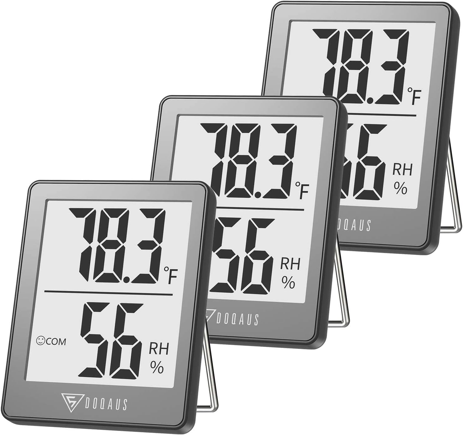 DOQAUS 3 Pack Digital Hygrometer Indoor Thermometer Humidity Monitor Black